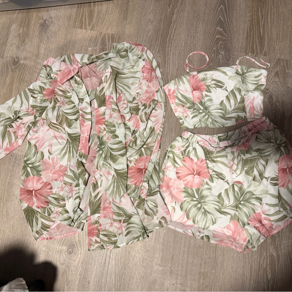 Lulu's Pink and Green Floral Set